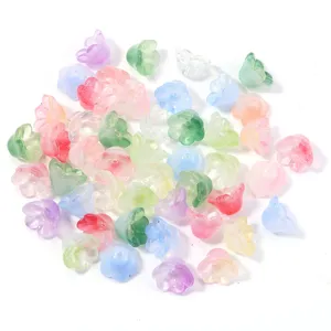 Cuentas de lirio de los valles esmeriladas en degradé, accesorios de joyería DIY traslúcidos.