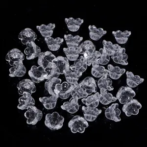 Cuentas de flores de vidrio transparente cuentas sueltas para accesorios DIY horquilla