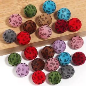 16mm perles rondes imprime leopard floque accessoires de vetement bricolage boules