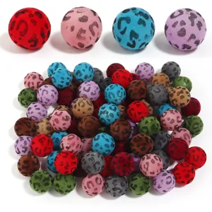 Perles Rondes Flanquées Imprimé Léopards 16mm DIY Accessoires de Bijoux Multicolores