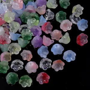 Cuentas de flores de campana de vidrio esmerilado degradado transparente accesorios de bricolaje