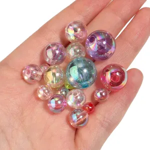 Acryl Gekleurde Ronde Kraaltjes Transparante DIY Losse Kralen voor Armband Ketting