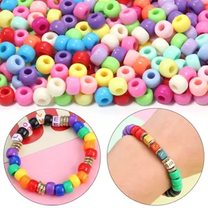 Perles barillets grand trou couleur macaron acrylique bricolage bijoux chaîne de téléphone