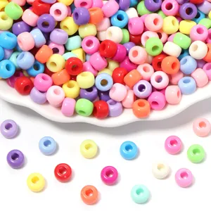 Perles en acrylique colorees macaron grand trou DIY fabrication bijoux chaine telephone accessoires