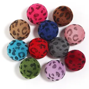 Perles floquées de 16mm motif léopard pompons duveteux grands trous accessoires de bricolage.