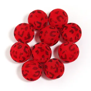 Boule floquée imprimé léopard rouge 16mm accessoire vêtement DIY perle détail