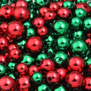 Acryl Weihnachtsrundperlen rot und grün glänzende gerade Lochperlen DIY Schmuckzubehör