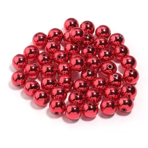Glänzende rote Acryl Rundperlen mit Loch, ideal für DIY Armband Schmuckherstellung Basteln.
