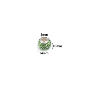 Grüne Kristall Strass Shamballa Großes Loch Perle Detail, DIY Schmuck Zubehör Teil.
