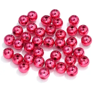 Glänzende rote Acryl Rundperlen für DIY Armband Schmuckherstellung mit glattem Bohrloch.
