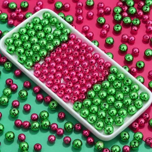 Acryl Weihnachten Rundperlen Glänzend Rot Grün Lose Perlen Für DIY Armband Halskette Schmuckherstellung Bastelzubehör