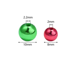 Weihnachtliche Acryl Rundperlen in rot und grün glänzend Loch DIY Armband Schmuck