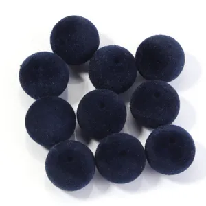 Perles rondes floconneuses bleu foncé de 16mm pour accessoires de vêtements DIY.
