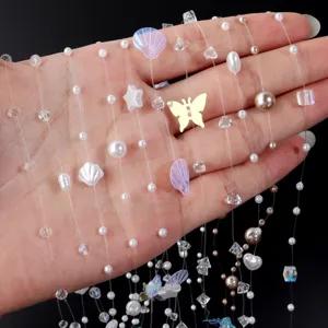 Chaine de perles fil de peche DIY accessoires vetement faits main pour decoration