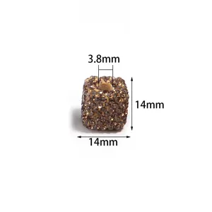 Perle Strass Carree Argile DIY Accessoire Cheveux Entretoise 14mm Bijoux Loisirs Pieces