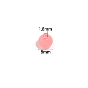 Detail view of pink acrylic jelly bead showing 8mm size and 1.8mm hole for DIY jewelry.