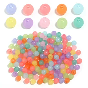 Acrylic jelly color 8mm round beads with hole for DIY handmade jewelry bracelets making supplies