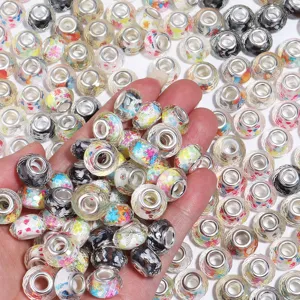 Colorful resin faceted large hole charm beads set for DIY handmade bracelet making