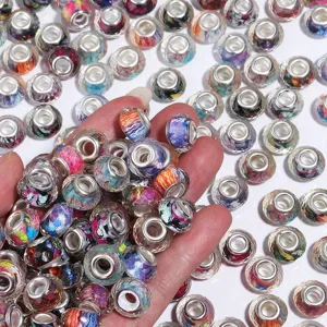 Colorful faceted large hole resin beads DIY charm bracelet loose beads jewelry making supplies