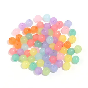 Detailed close-up of colorful jelly acrylic beads, 8mm straight hole, perfect for DIY jewelry.