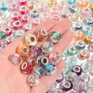 Colorful resin faceted large hole beads for DIY charm bracelets jewelry making craft supply