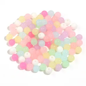 Acrylic jelly color 8mm round spacer beads for DIY bracelet jewelry making main display shot.