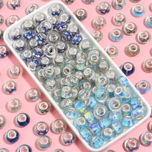Resin faceted large hole beads DIY colorful charm bracelet beads for stunning jewelry making.