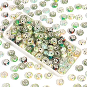 Resin large hole beads DIY colorful art printed spacer beads for European charm bracelets crafting