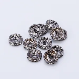 Metal rhinestone spacer beads wave loose beads DIY bracelet jewelry making accessories