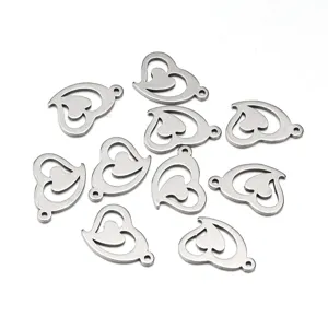 Pendentif cœur en acier inoxydable DIY fabrication de bijoux vente en gros 10 pcs