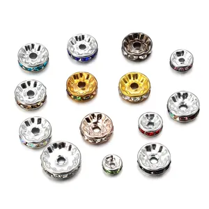 Multi-style copper rhinestone spacer beads wave loose beads for DIY bracelet jewelry making
