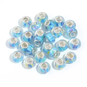 DIY resin faceted large hole beads charm bracelet beads colorful spacer beads for jewelry making