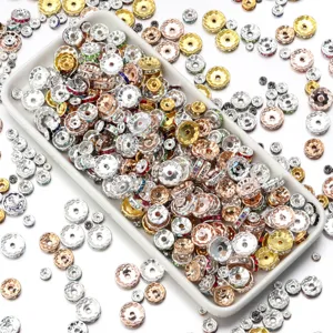 Copper rhinestone spacer beads, multi-style wavy crystal loose charms for DIY jewelry making.