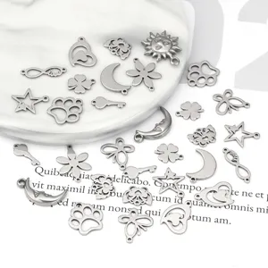Lot de pendentifs charms DIY en acier inoxydable pour fabrication de bijoux bracelets colliers