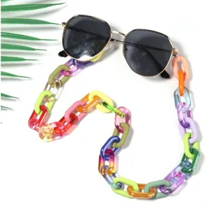 Colorful acrylic link chain sunglasses strap stylish eyewear retainer holder cord