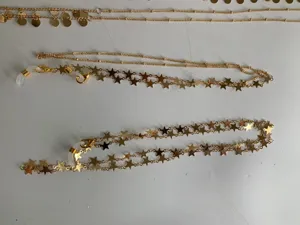 Catena per occhiali in metallo dorato moda stella moneta cordino mascherina antiscivolo