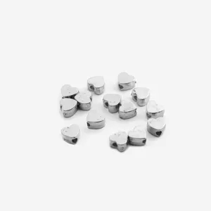 Silver heart shaped loose beads for DIY handmade bracelets jewelry making accessories.