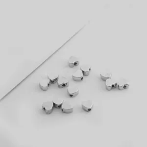 Silver heart CCB loose beads for DIY bracelet jewelry accessories craft detail view 200pcs