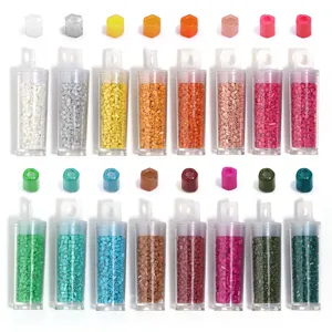 2mm hexagonal tube glass seed beads detail, colorful diy bracelet making materials set