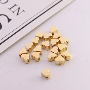 Gold heart shape beads CCB loose spacer beads for DIY bracelet jewelry making accessories.