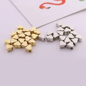 Gold and silver heart shaped CCB loose beads for DIY bracelet jewelry making accessories.