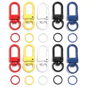 Porte-clés en alliage de métal coloré mousquetons à ressort avec anneaux pour bijoux DIY