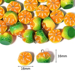 Perla di frutta arancia mezza sbucciata acrilico per collana braccialetto DIY dettaglio