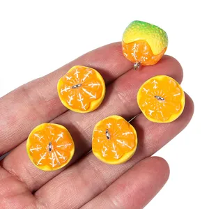 Ciondolo arancia in acrilico perline di frutta mezzo trancio pendente per gioielli fai da te
