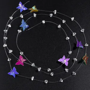 Chaine de perles de cristal de papillon faits a la main DIY pour decoration de mariage vetement.