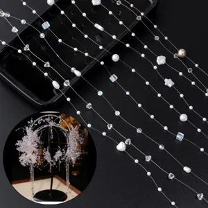 Chaîne de Perles en Cristal et Perles Artificielles Ciel Étoilé DIY pour Décoration de Mariage Thème Océan Accessoire de Vêtement Fait Main Fil de Perles Coquillage Cœur Papillon Étoile