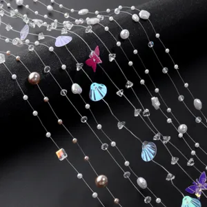 Guirlande perles fil de pêche coquillage papillon DIY mariage vêtement accessoire déco principal
