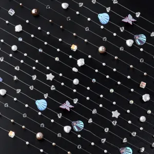 Chaîne de perles en ligne de pêche bijoux faits à main perle cristal coquillage étoiles