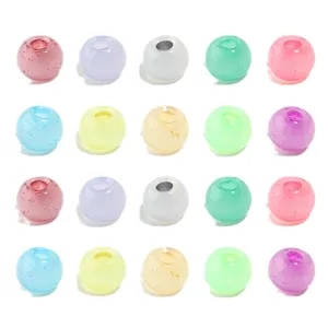 Perles rondes en verre coloré pour fabrication de bijoux DIY, perles d'espacement lisses.