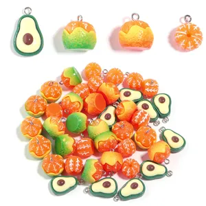 Ciondoli frutta in acrilico avocado e arancia perline pendenti per gioielli fai da te fatti a mano